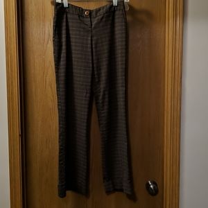 Patterned brown, tan and green Dress Pants